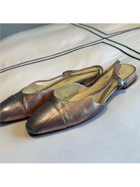 CHANEL Iridescent Metallic Slingback Flats